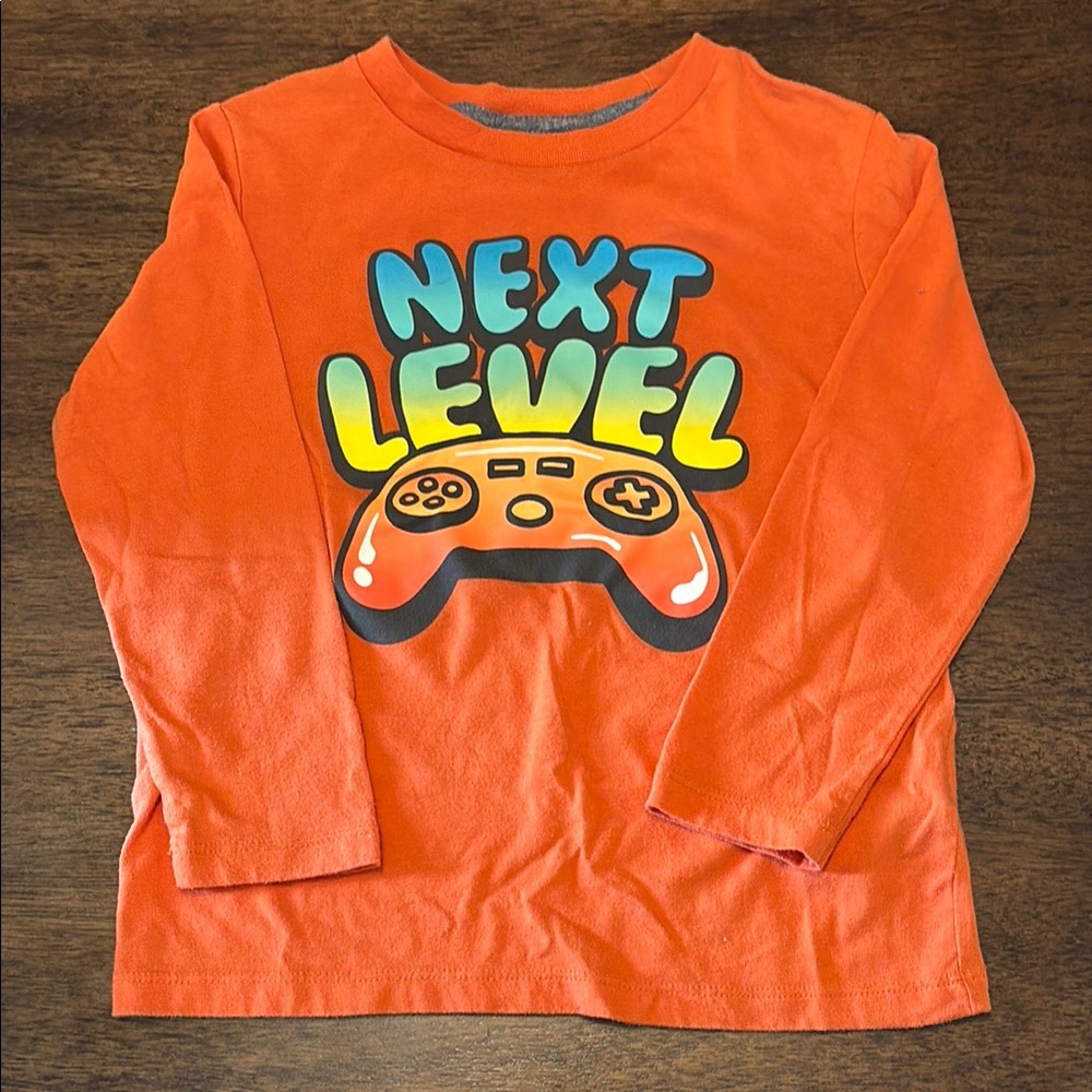 Kids Orange Graphic Long Sleeve Shirt